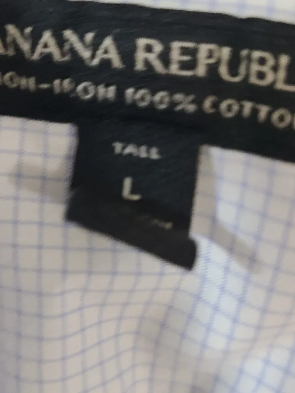 Banana Republic button-up shirt featuring a light blue gingham check pattern